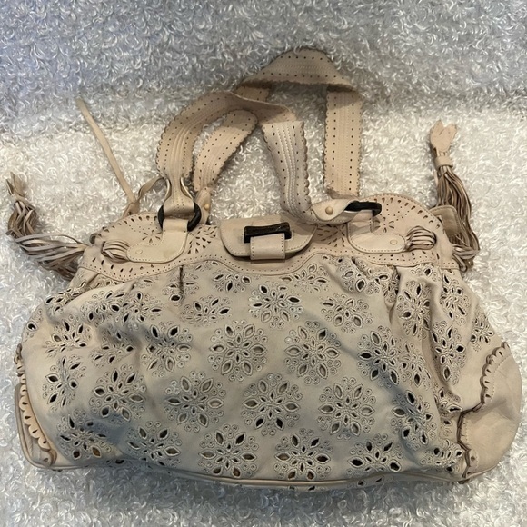 SALVATORE FERRAGAMO Leather Neutral Perforated Shoulder Bag - Picture 4 of 14